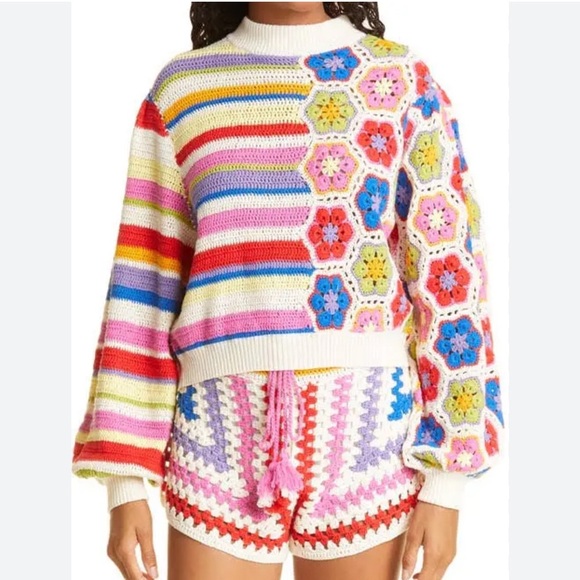 FARM Rio | Sweaters | Farm Rio Sweaters Farm Rio Rainbow Crochet ...